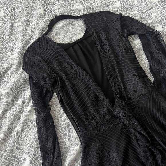 For Love And Lemons Low Back Black Lace Dress Size Small - Picture 5 of 9